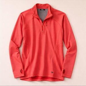 Outdoor Research Pullover Womens Large Orange Vigor Grid Fleece Quarter Zip